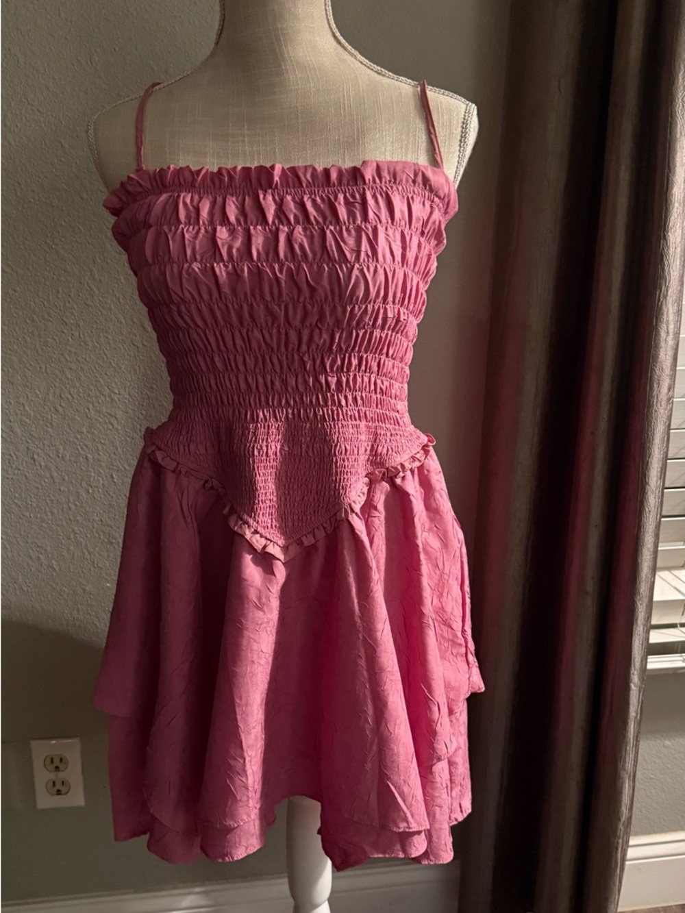 Urban Outfitters Pink Smocked Top with Spaghetti Straps